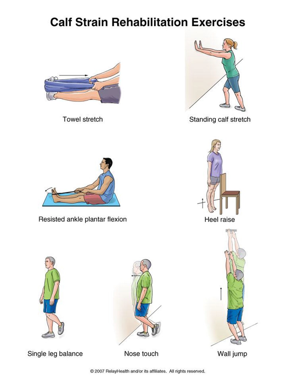 Calf Strain rehabilitation exercises illustration