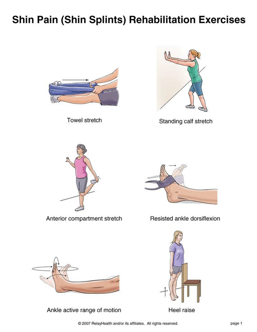 Shin Splints rehabilitation exercises illustration