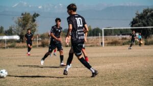 Youth soccer players during a match